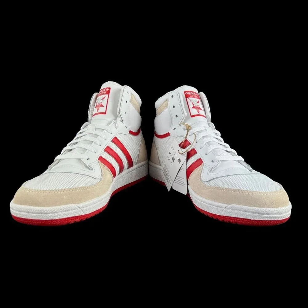 Adidas Top Ten RB Beige Red High Top Shoes FZ6204 Men's Sizes 7.5 - 11.5